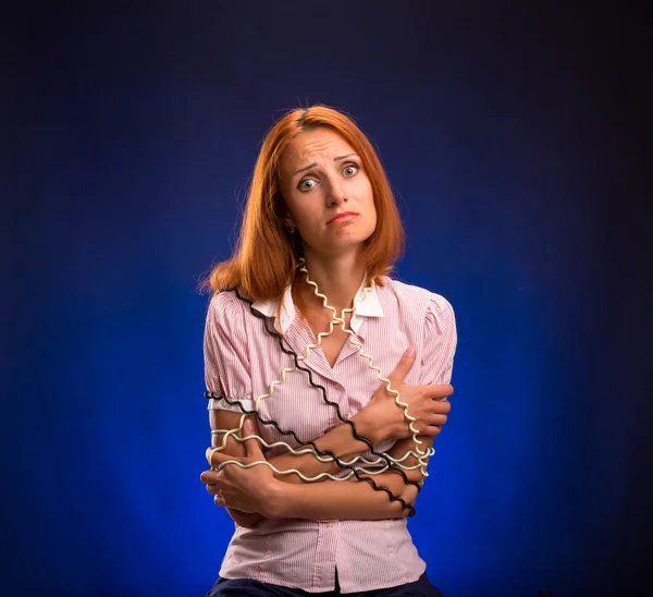 Stressed telephone worker