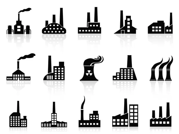 Black factory icons set