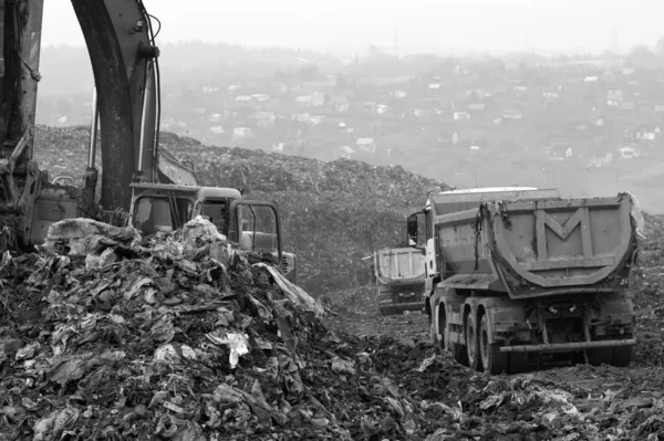 Landfill garbage waste dumped in the rubbish dump site