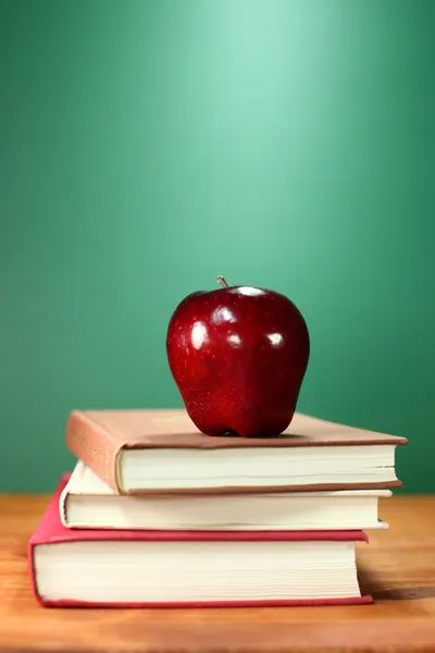 Back to School Books and Apple With Chalkboard
