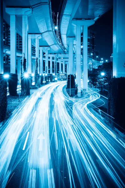 Light trails under the viaduct