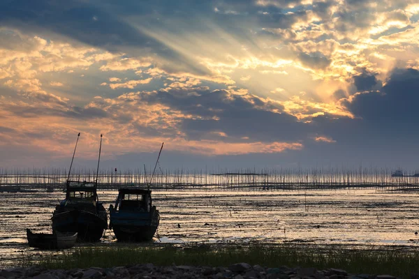 Beautiful mud flat at sunset