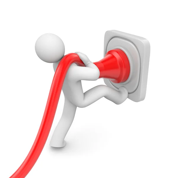 Человек пытается вынуть вилку из розетки — стоковое фото #40976151