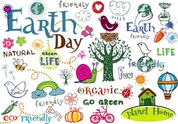 Earth day doodles and inscriptions