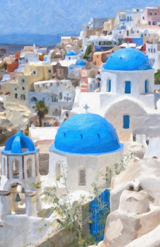 Obraz olejny Santorini — Zdjęcie stockowe © Tonygers #23947173 Obraz olejny Santorini — Zdjęcie stockowe © Tonygers #23947173
