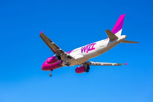 Wizz air plane landing on the airport in Gdansk