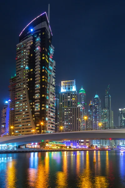 Skyscrapers of Dubai Marina at night, UAE