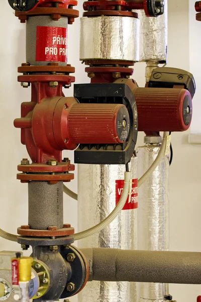 Hot water and steam pipes with pumps