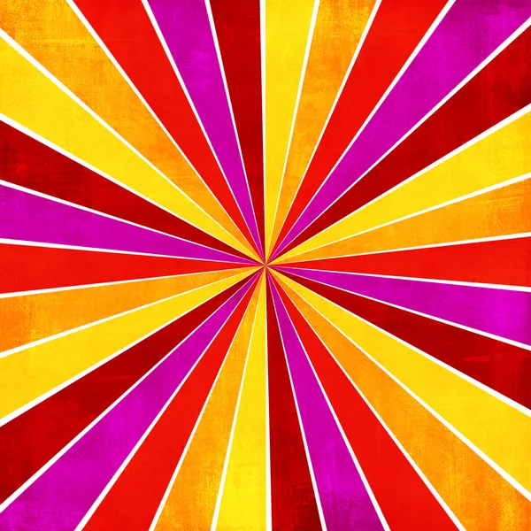 Colorful yellow, pink, orange and red ray sunburst style abstrac