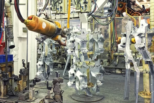 Robots in a car factory