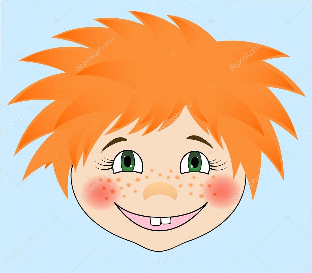 EPS10 vector illustration. Portrait of a redhaired boy. Cartoon style
