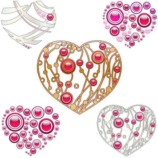 Set of jewelry designed hearts