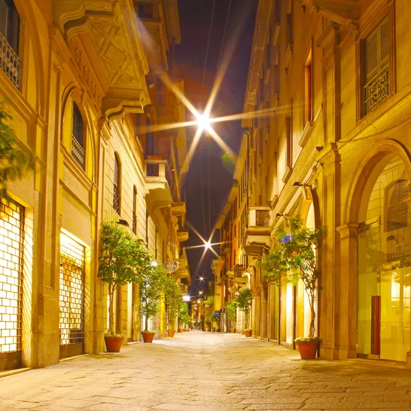 Streets at night in Milano, Italy