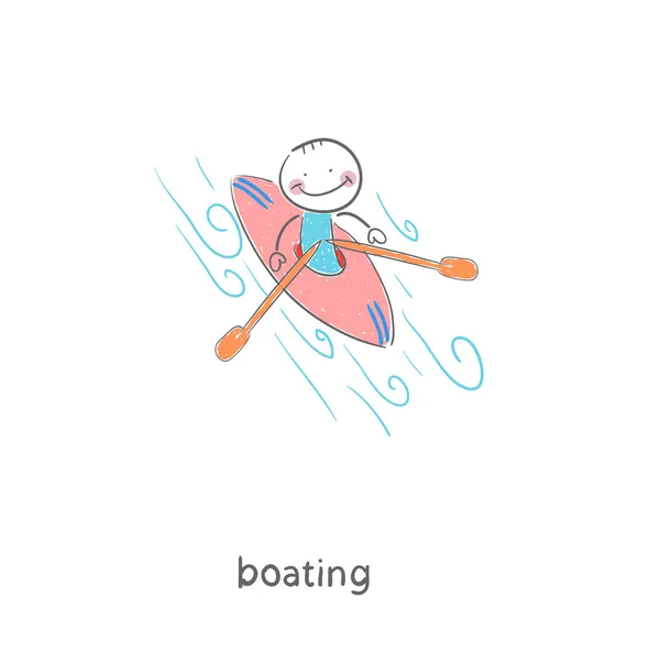 A man in a kayak. Illustration.