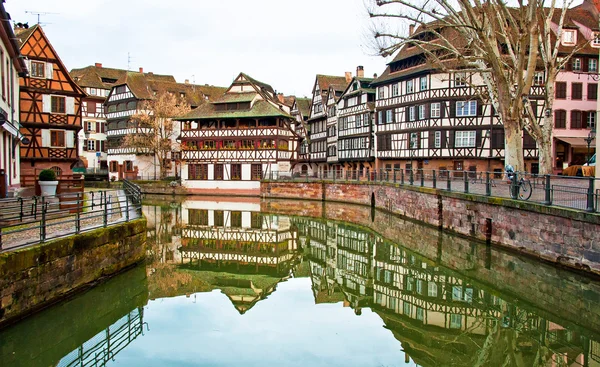 Nice canal with houses in Strasbourg, France.