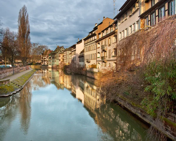 Nice canal with houses in Strasbourg, France.