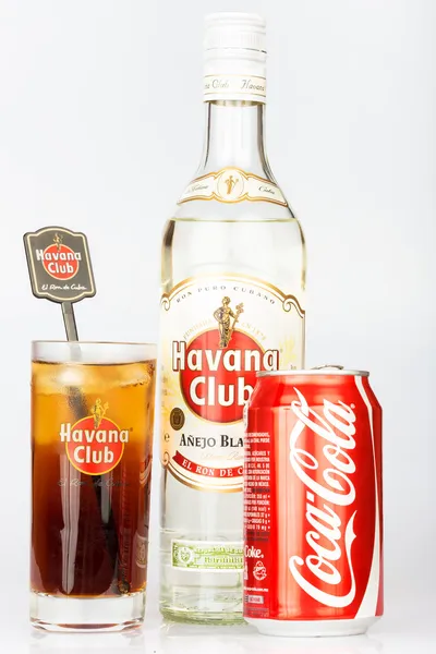 Havana Club rum and coke next to a Cuba Libre