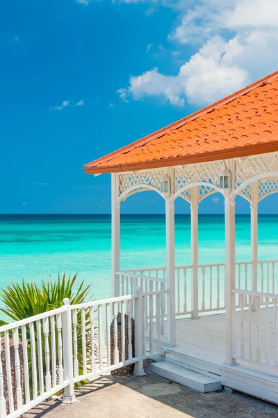 Beautiful wooden terrace next to a beach in Cuba