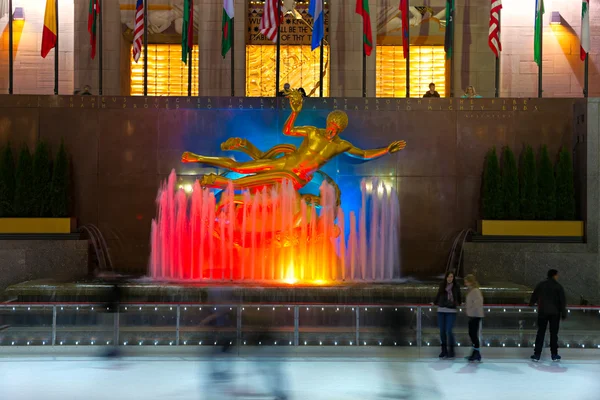 NEW YORK CITY - MARCH 31. The golden Prometheus statue at the Rockefeller center