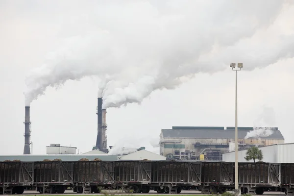 Power plant smoke stacks