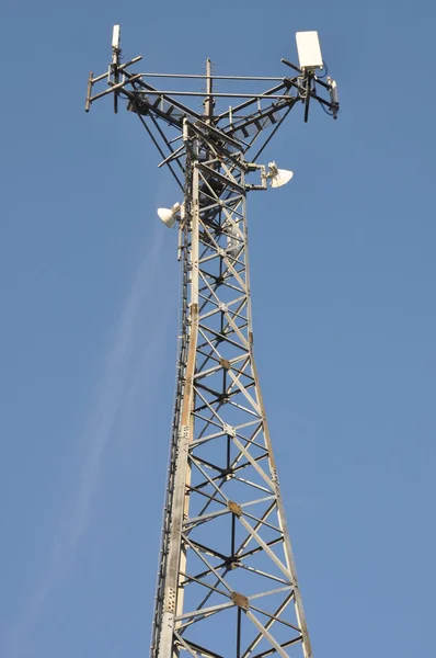 Steel telecommunication tower with antennas