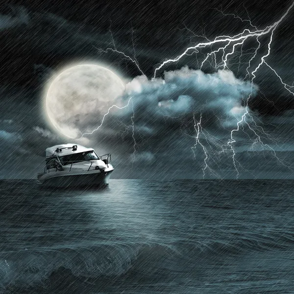 Boat in storm evening