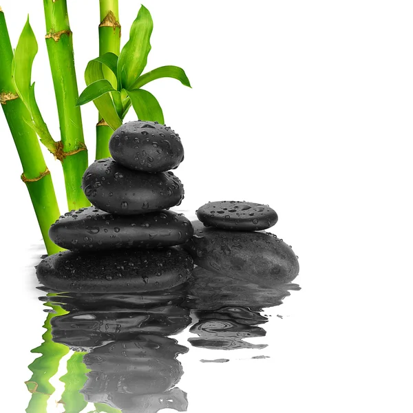 Spa Background -  black stones and bamboo on water