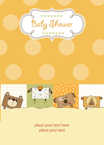 Baby shower card with funny cube animals