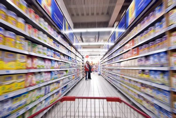 A woman shopping with zooming blur