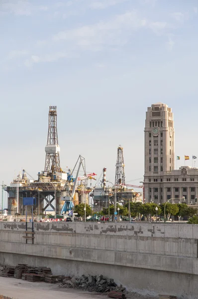 Gas and oil rig platform in the port of Tenerife