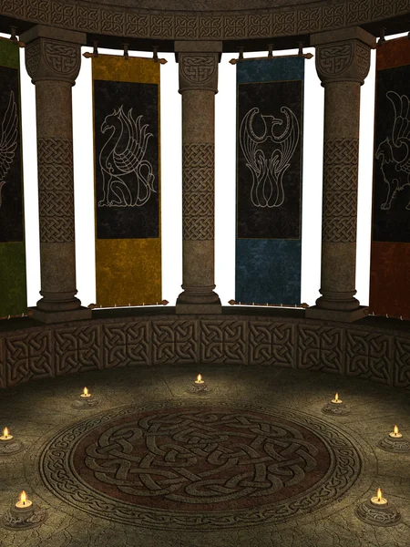 Columns with Banners and Candles