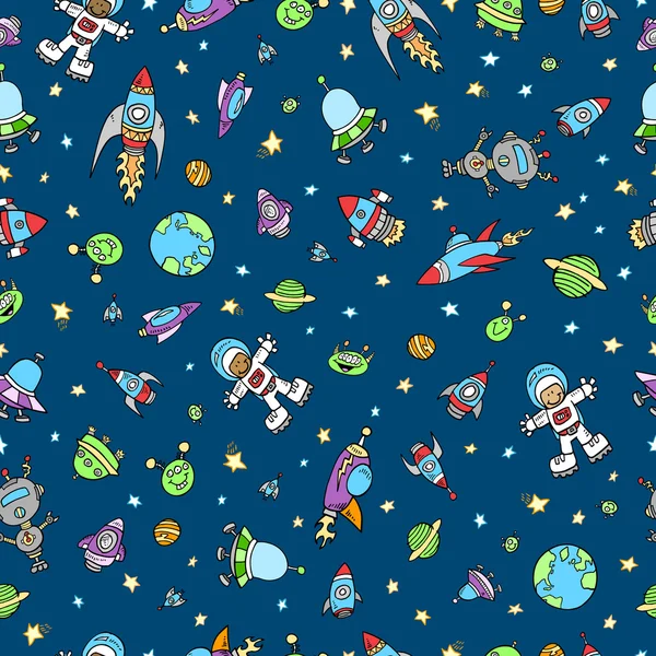 Outer Space Doodle Seamless Pattern