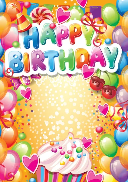 Template for Happy birthday card with place for text