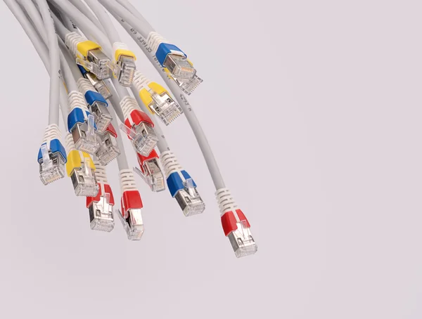 Computer network cables over grey background