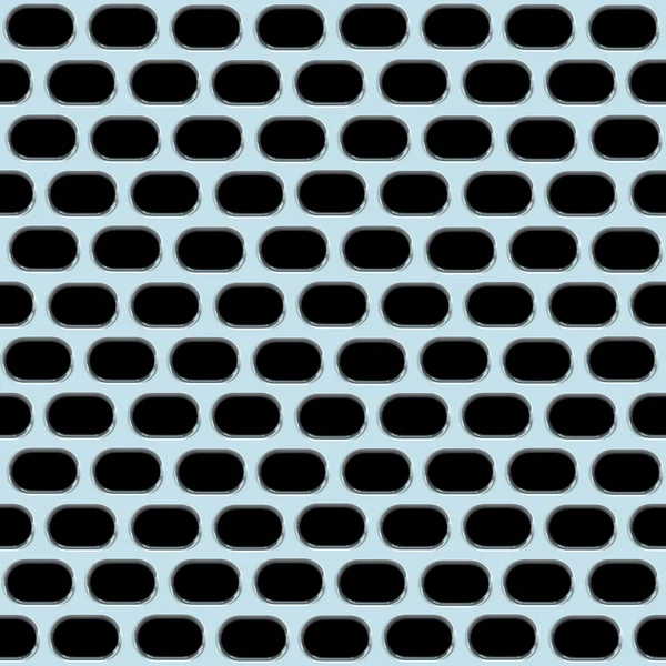 High-gloss chrome grid with oval-shaped holes isolated on black - seamless texture perfect for 3D modeling and rendering