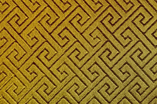Threaded Asian maze infinite pattern on golden silk - natural photo texture perfect for 3D modeling and rendering
