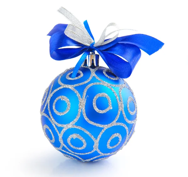 Christmas blue ball on white background