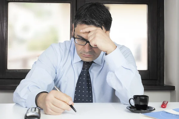 Man in office concerned