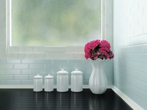 Ceramic tableware on the worktop