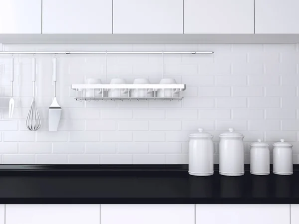 Black and white kitchen design.
