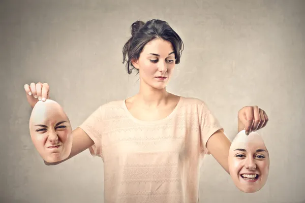 Woman with two masks