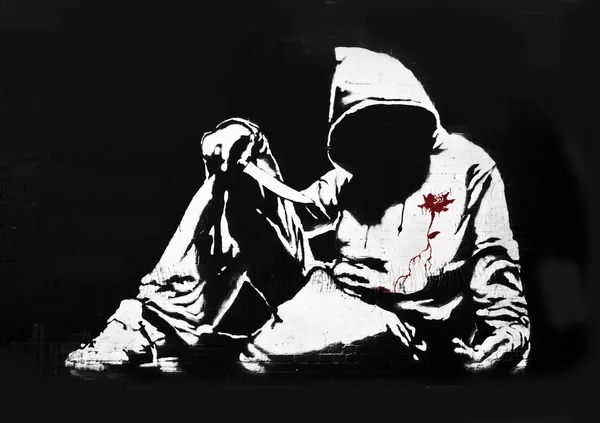 Banksy Hoodie with Knife Graffiti