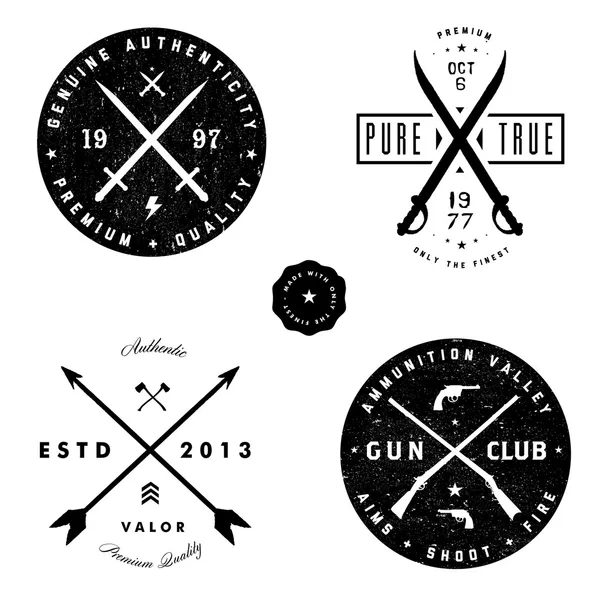 Vector Gun and Sword Logo and Badge Set