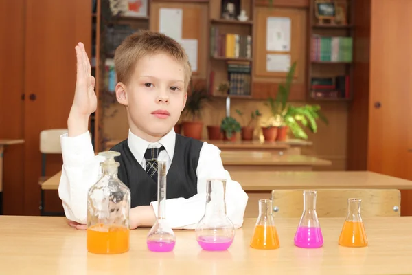 Boy with the chemical agent tubes