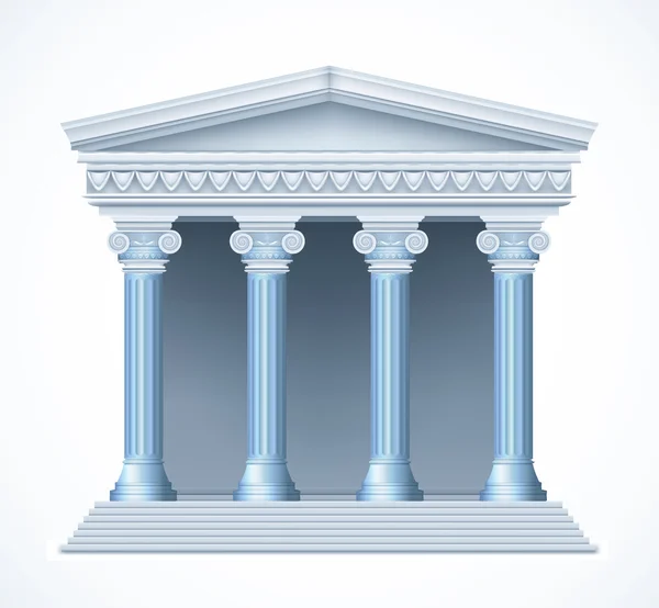 Front view of an antique greek blue temple. Vector