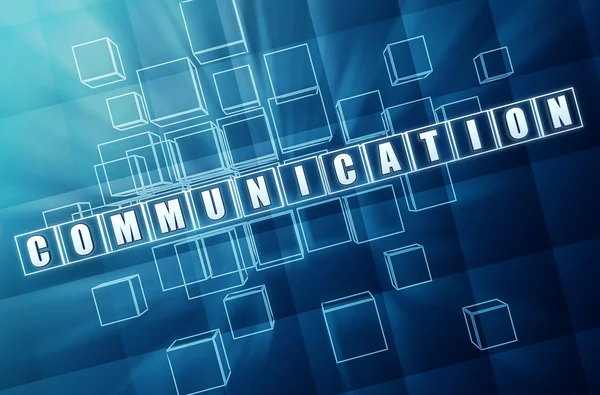 Communication in blue glass cubes