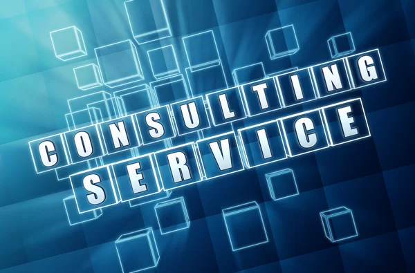 Consulting service in blue glass cubes