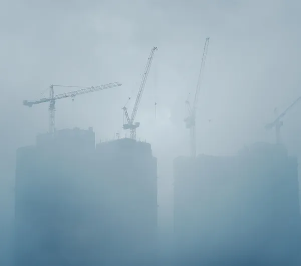Air pollution scenic with construction plant