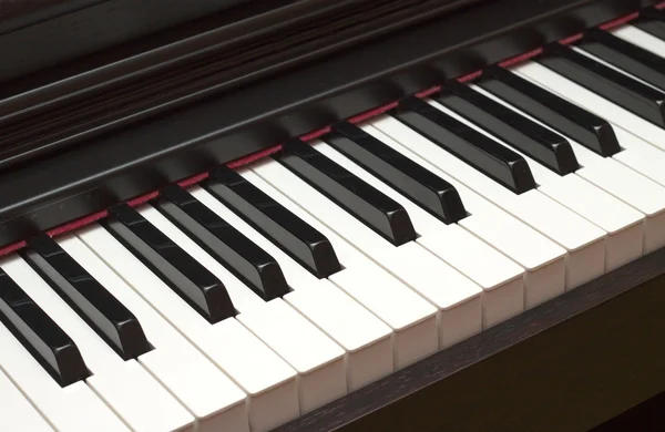 Electric piano keyboard closeup