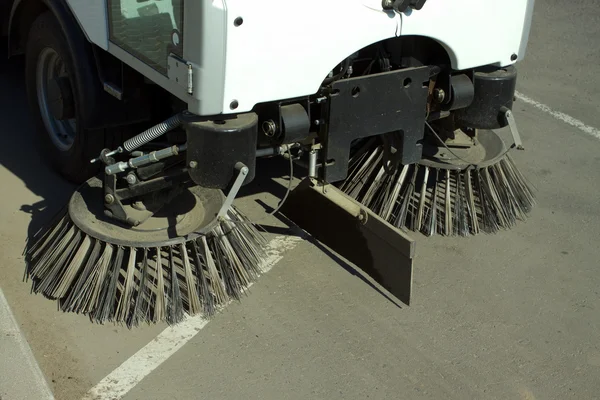 Part of road cleaning machine closeup